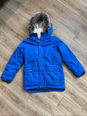 Lands End Boy’s Blue Expedition Waterproof Winter Down Parka Size M 10 - 12